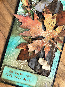 Sara Emily Barker Saturday Showcase Faux Bark and Leaf Tutorial for The Funkie Junkie Boutique #wendyvecchi #makeartblendabledyeink #timholtz #sizzixalterations #stampersanonymous 13