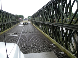 temporary bridge patched with sheet metal, Honduras