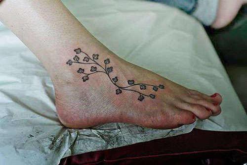 best art vine tattoo designs on foot for girls