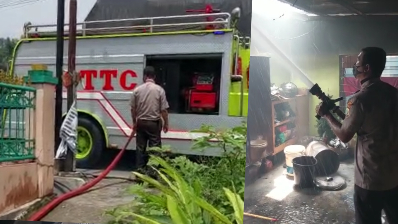 Damkar PT.STTC Bantu Padamkan Rumah Ruminah Boru Simanjuntak yang Terbakar