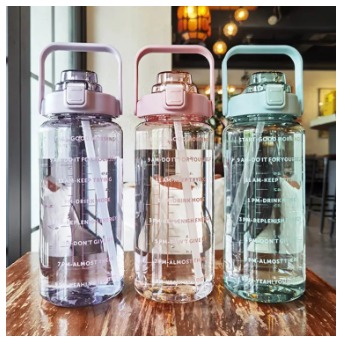 2L Motivational Water Bottle For Girls, Boys, Gym, Home Use, And Travel - 2000ML Transparent Drinking Water Bottle With Straw, BPA Free, Leak Proof