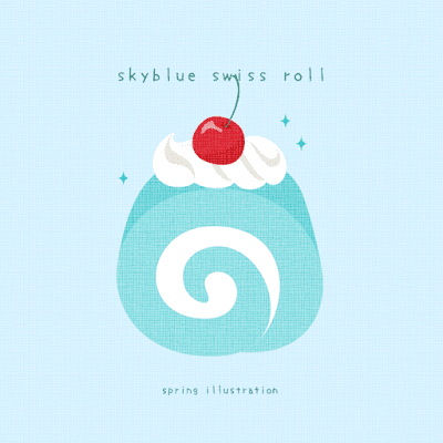 【空色ロールケーキ】スイーツのおしゃれでシンプルかわいいイラスト