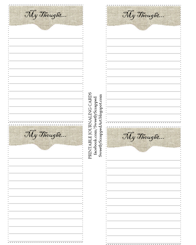 Sweetly Scrapped: My Thoughts- Free printable journaling cards