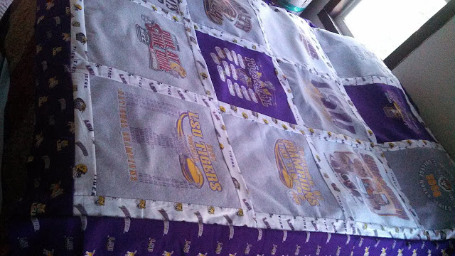 LSU fleece backed t-shirt quilt