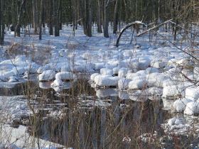 snow pillows on creek