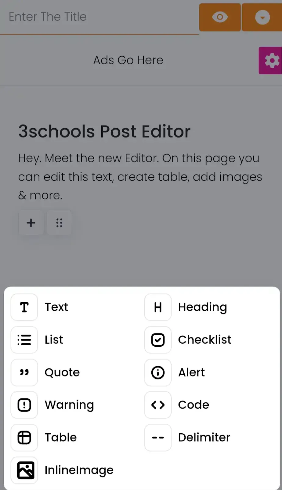 3schools post editor