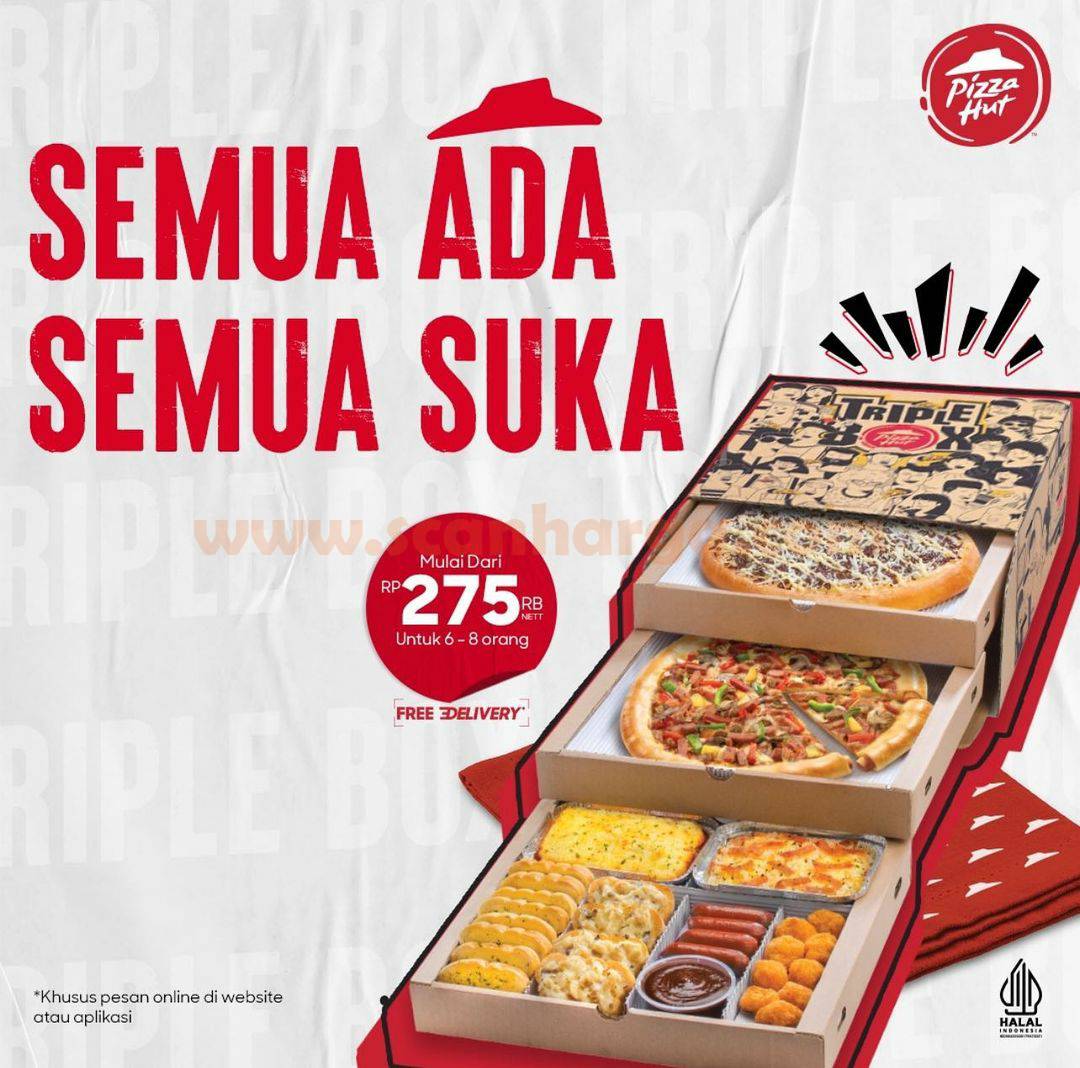 Promo PIZZA HUT Spesial IMLEK  – Beli Triple Box mulai 275RB untuk 6-8 Orang