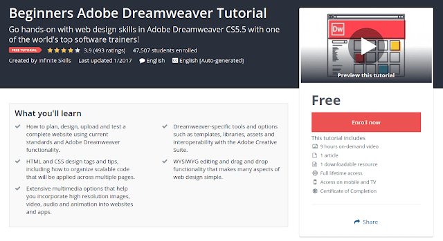 كورس تعلم Adobe Dreamweaver للمبتدئين مجانا