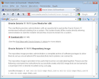 Descargar fichero ISO con Oracle Solaris 11 Live Media for x86, preparar DVD y BIOS equipo