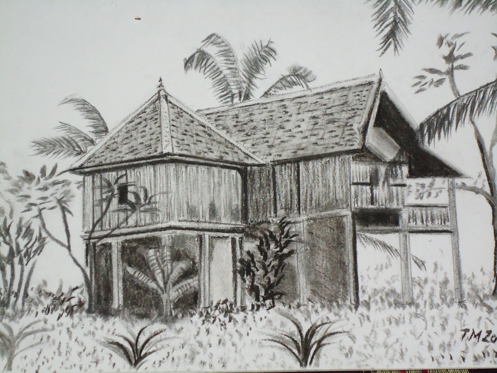 Lukisan Pemandangan Rumah Kampung Cikimmcom