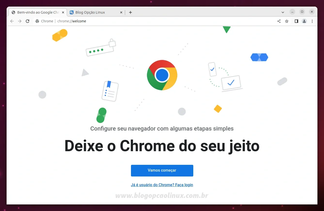 Google Chrome executando no Ubuntu 23.04 (Lunar Lobster)