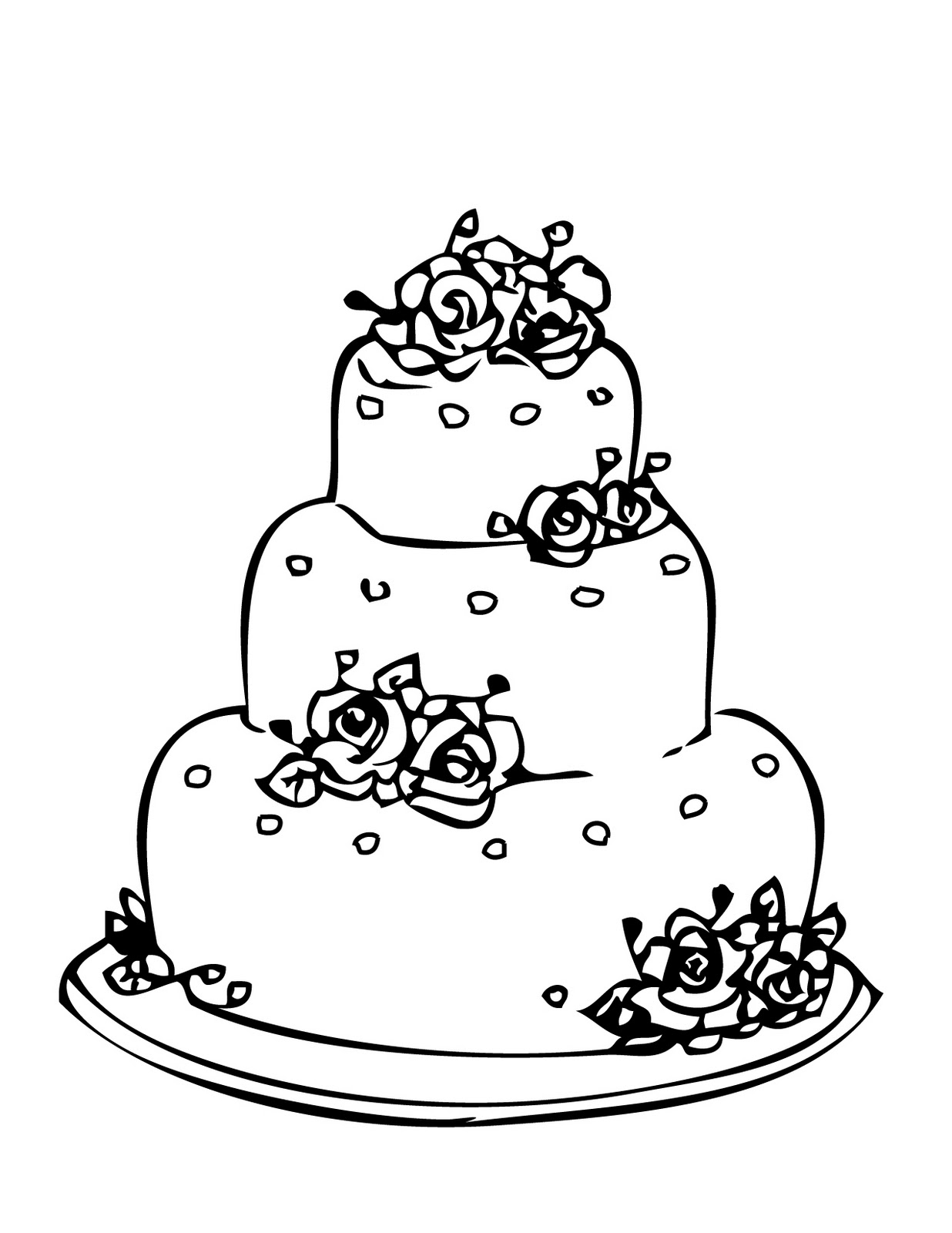 Round Wedding  Cake  Coloring  Pages to printing