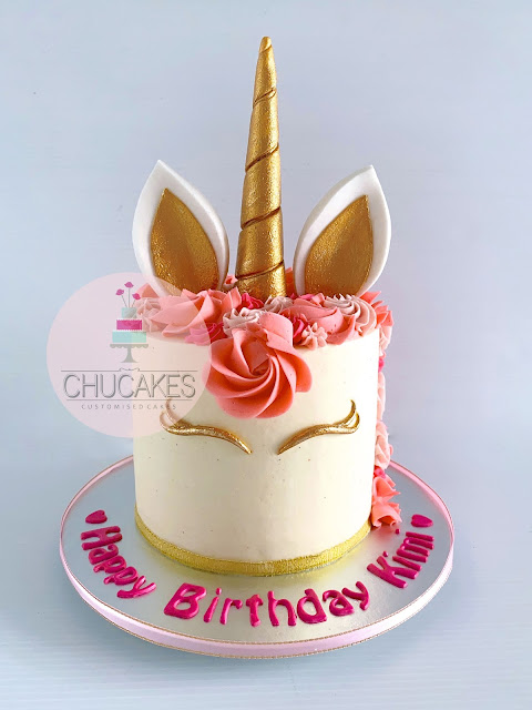 Pink unicorn cake chucakes singapore horn