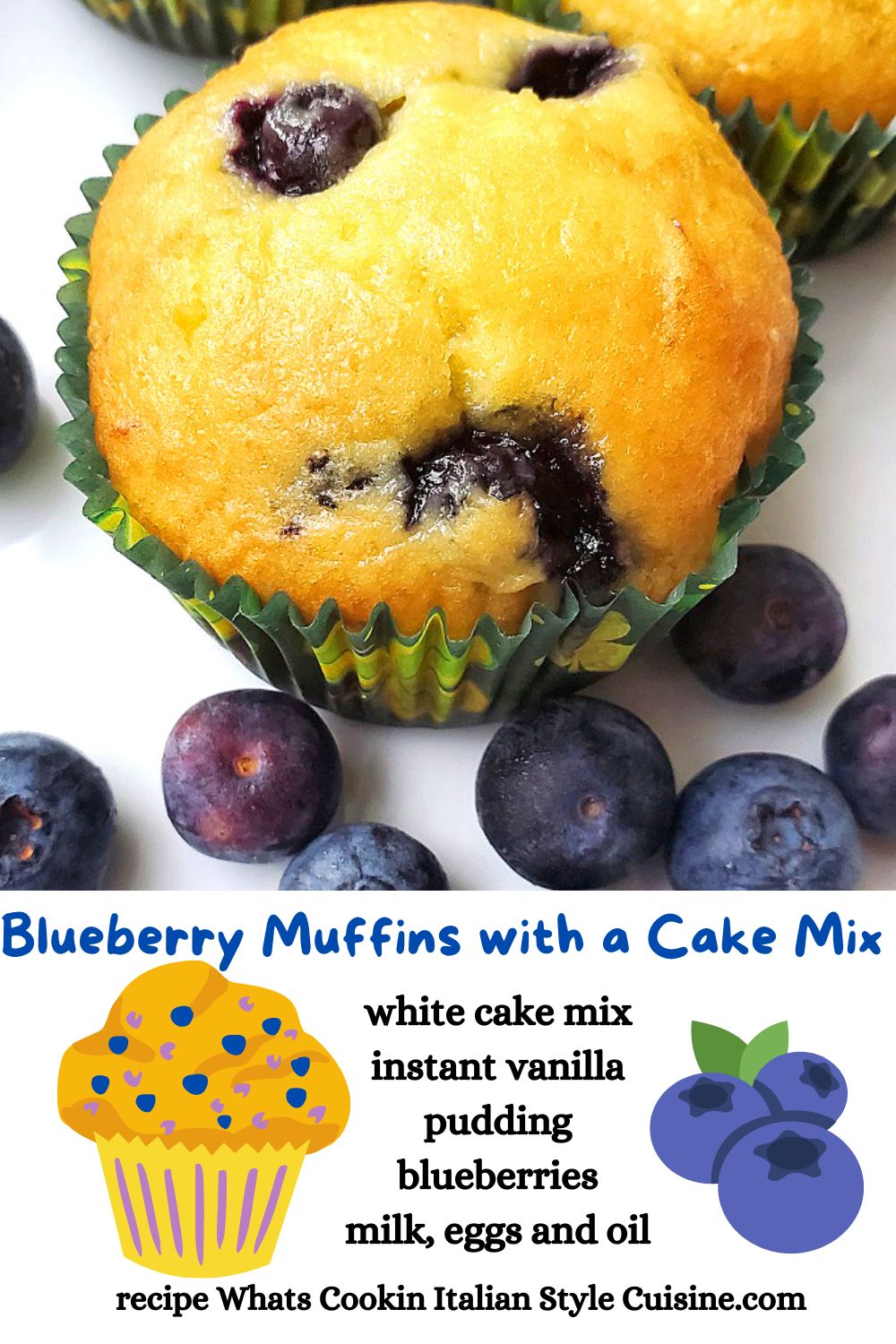 pin for later blueberry cake mix muffins