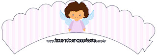 Brunette Angel Girl, Free Printable Cupcake Wrappers. 