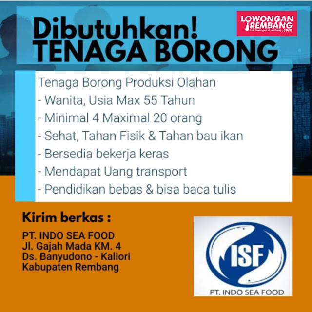 Lowongan Kerja Tenaga Borong PT Indo Sea Food Rembang Tanpa Syarat Pendidikan