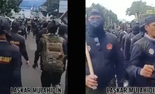 Viral Ratusan Laskar Mujahidin Berpakaian Serba Hitam, Penutup Muka Beraksi, Publik Khawatir Perang