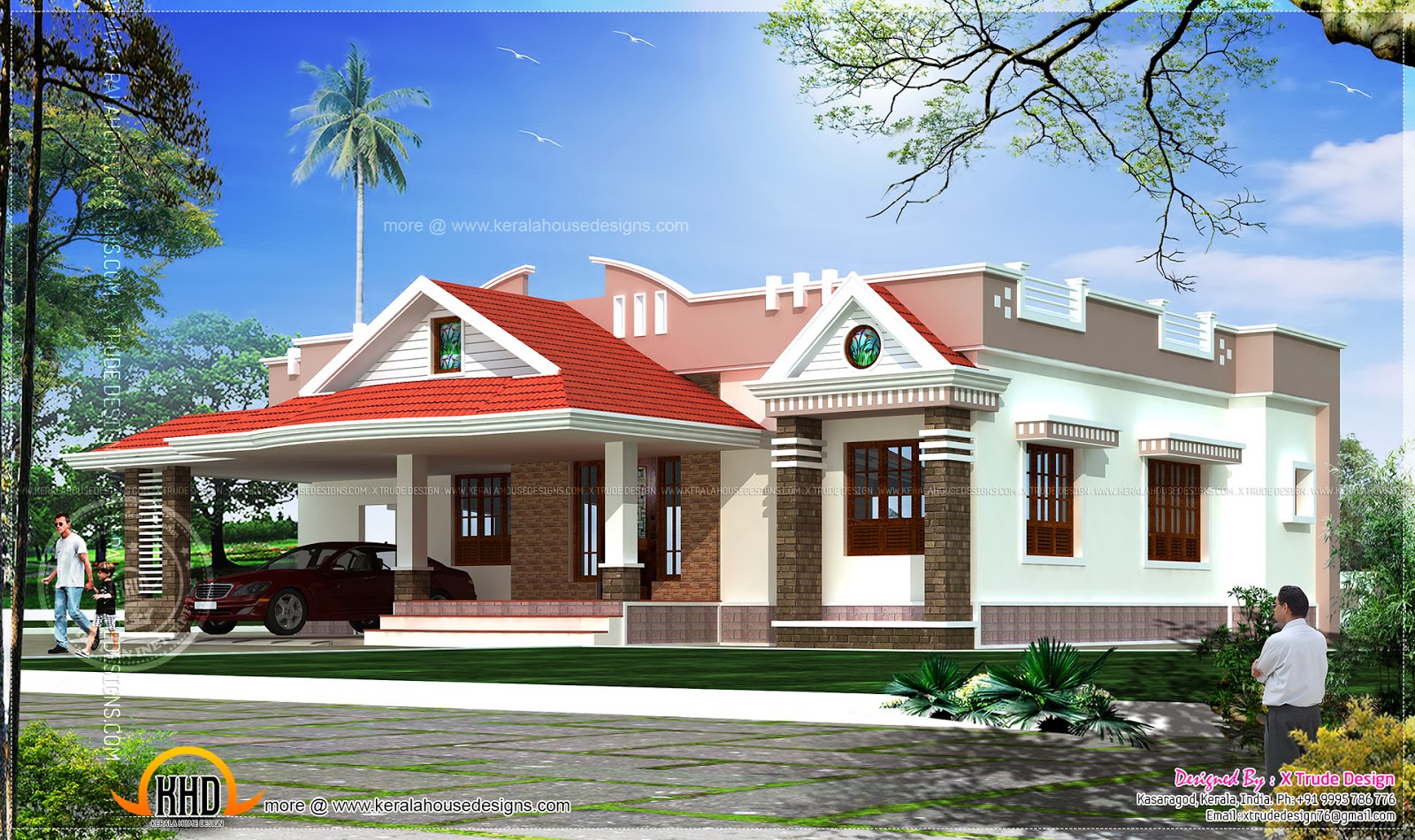 Single storied 2  bedroom  house  elevation  Kerala home  