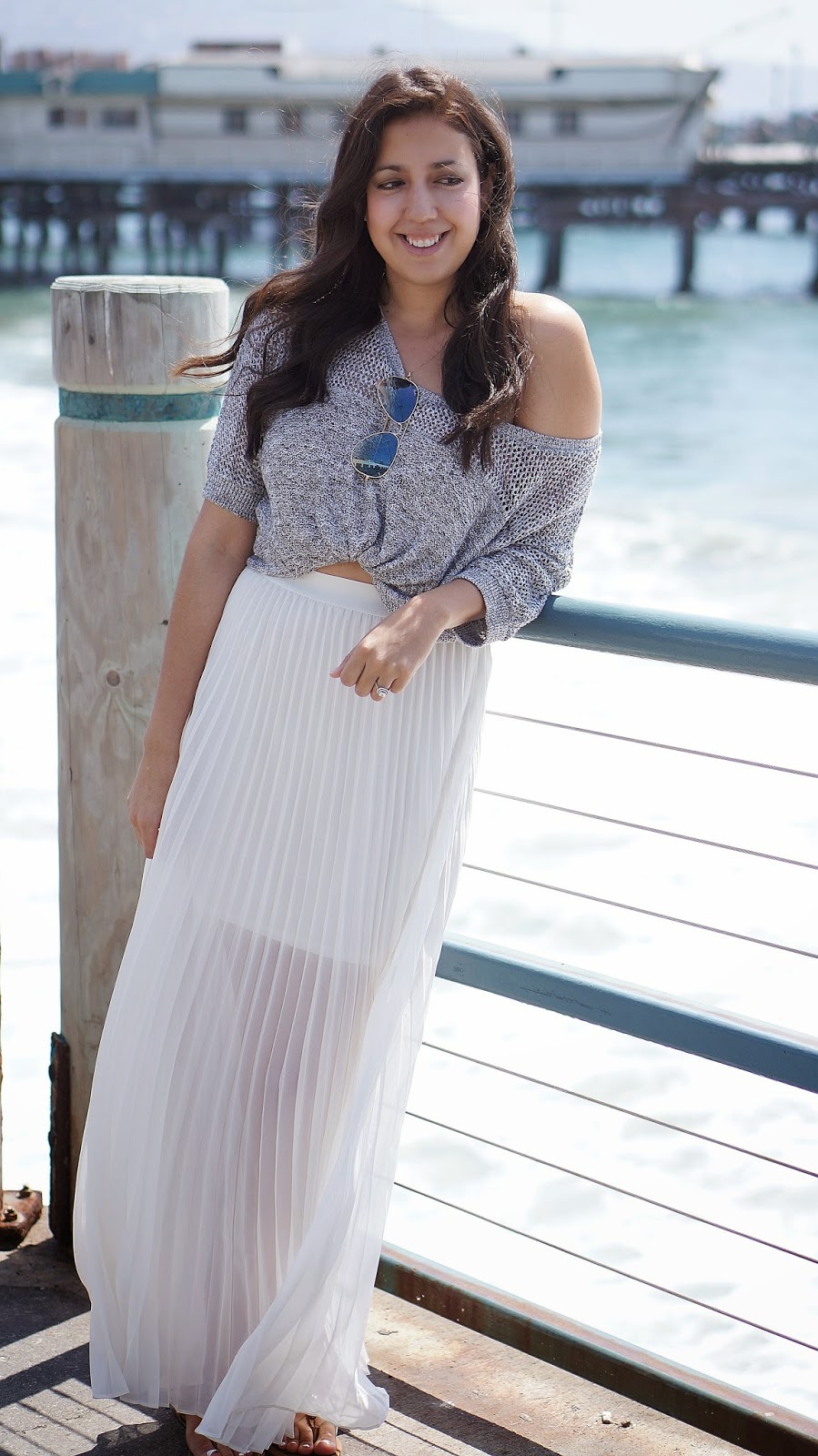 LC Lauren Conrad Chiffon Pleated Skirt, Fashion Blogger, Redondo Beach