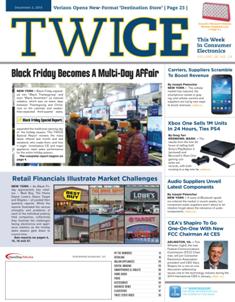 TWICE This Week In Consumer Electronics 2013-24 - December 2, 2013 | ISSN 0892-7278 | TRUE PDF | Quindicinale | Professionisti | Consumatori | Distribuzione | Elettronica | Tecnologia
TWICE is the leading brand serving the B2B needs of those in the technology and consumer electronics industries. Anchored to a 20+ times a year publication, the brand covers consumer technology through a suite of digital offerings, events and custom content including native advertising, white papers, video and webinars. Leading companies and its leaders turn to TWICE for perspective and analysis in the ever changing and fast paced environment of consumer technology. With its partner at CTA (the Consumer Technology Association), TWICE produces the Official CES Daily.