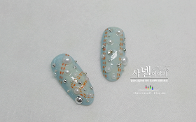 Stone nail art, denim nail art