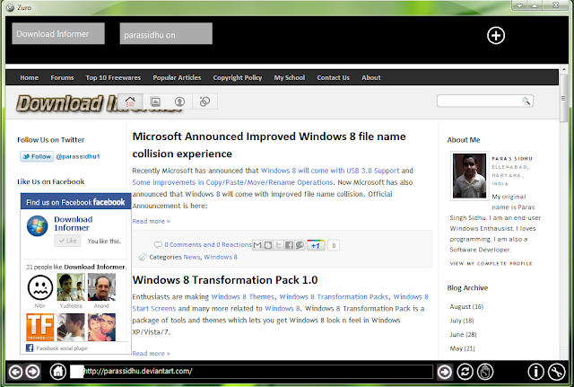 Zuro2 Zuro: Windows 8 Immersive UI dan Metro UI Web Browser