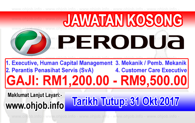 Jawatan Kosong Perusahaan Otomobil Kedua (perodua) - Perotoh