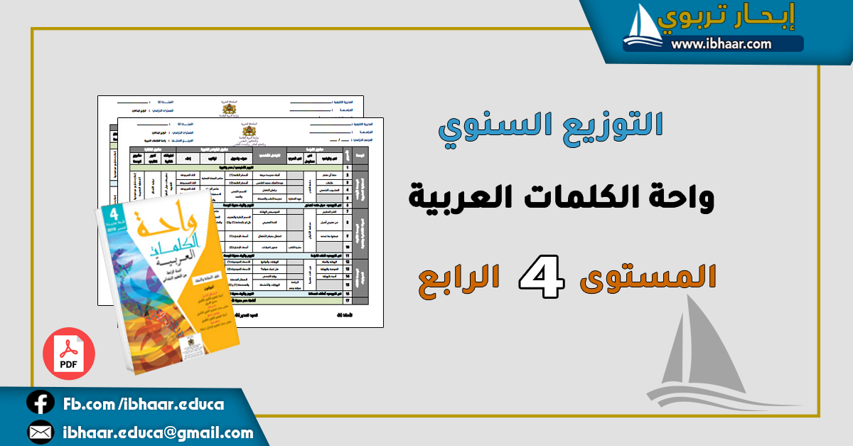 التوزيع السنوي واحة الكلمات العربية المستوى الرابع ابتدائي | وفق المنهاج المنقح