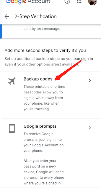 How to generate Google account backup codes for 2-step verification