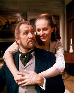 Hilary Heath and Vincent Price in The Oblong Box