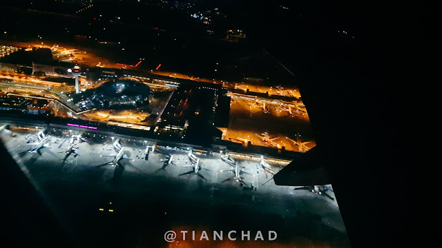 View of Changi Airport from airplane window.  It was suppose an evening flight but got delayed for more than 5 hours till the night. What a memories