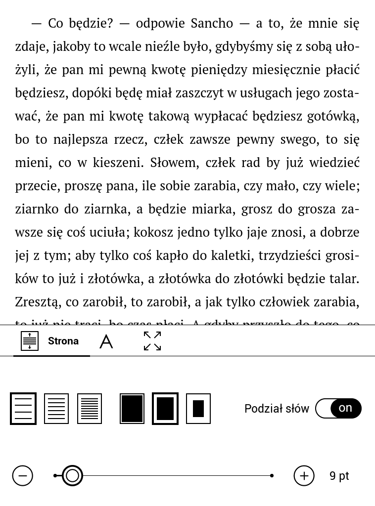 Największa interlinia w Don Kichote na PocketBook Touch Lux 5