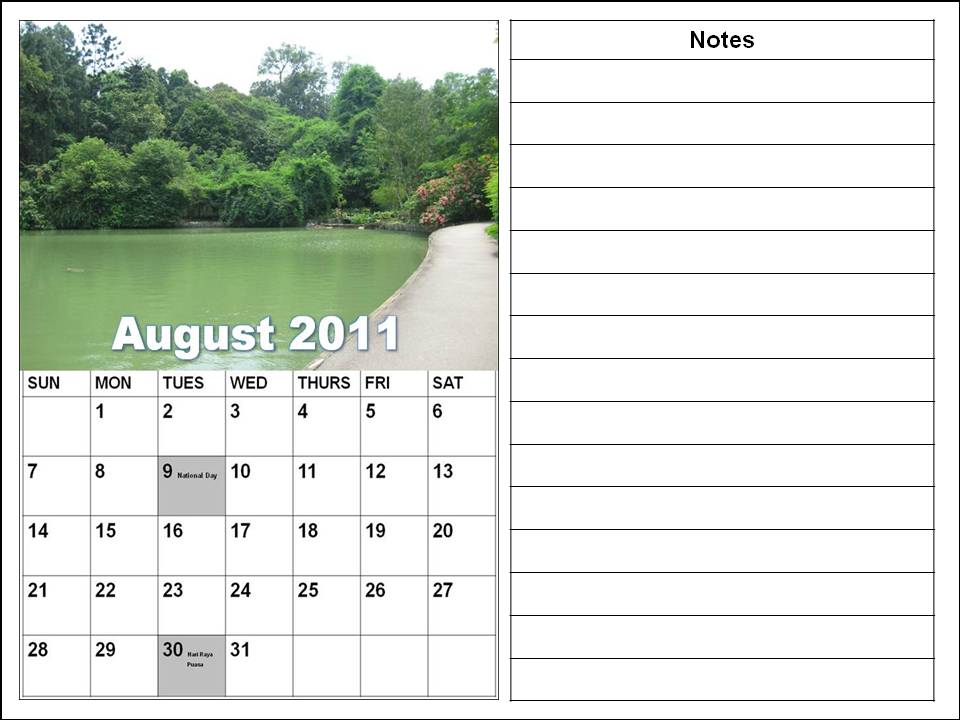 2011 Calendar Singapore. august 2011 calendar with