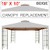 10' X 10' Gazebo Replacement Canopy Top Cover - Beige, Double-teir