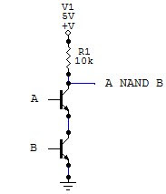 NAND logic gate made with transistors