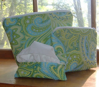 Teal and Green Paisley Cosmetic case set