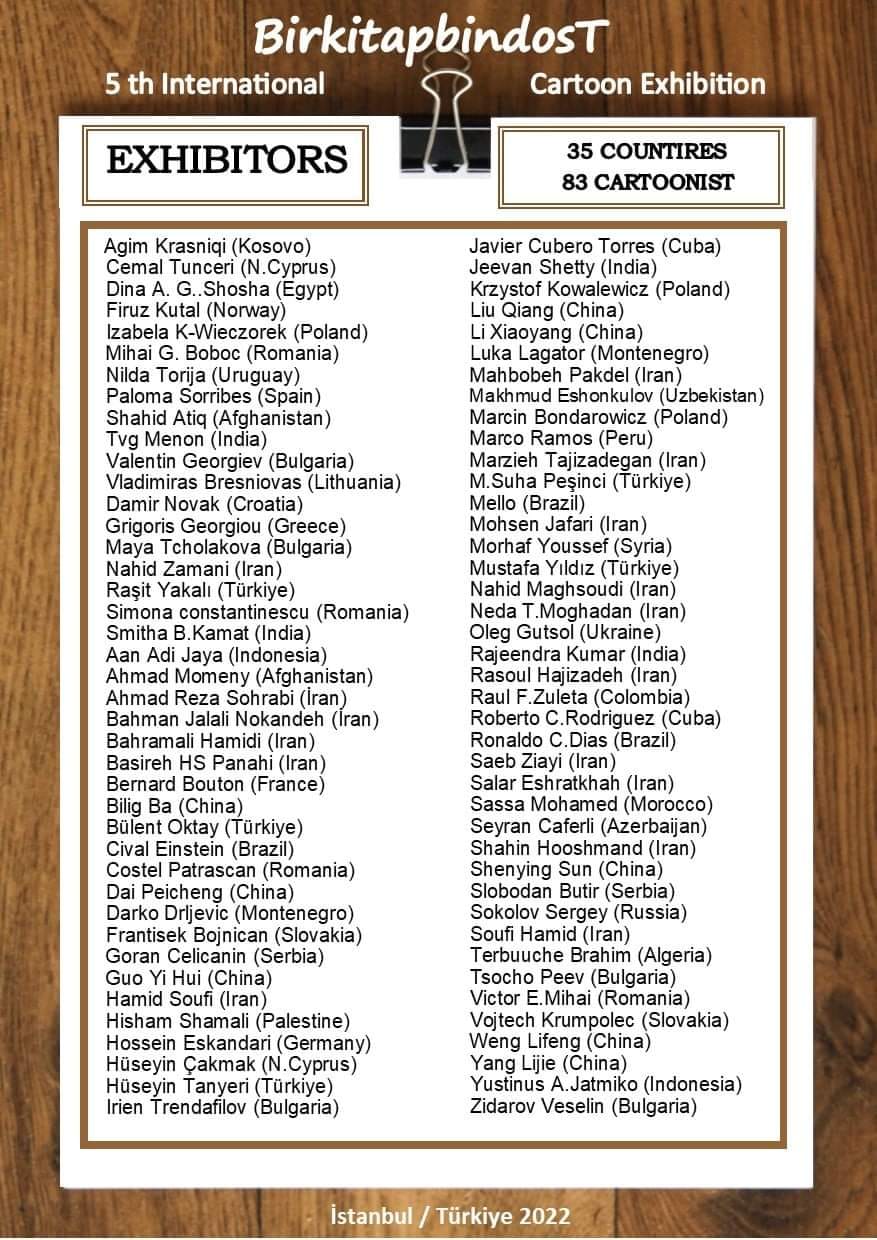 Egypt Cartoon .. List of Selected for the 5th International Cartoon Exhibition "BirkitapbindosT"