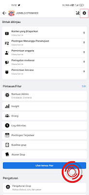 Kemudian pilih Pengaturan Grup dengan ikon gerigi yang ada di pojok kanan atas