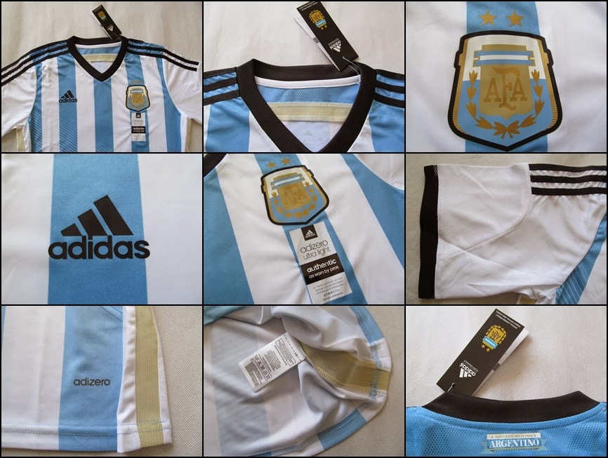 Detail Jersey Bola Grade Ori Argentina Home Man Official World Cup 2014