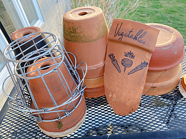terra cotta pots and markers