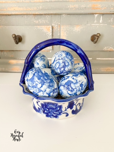 Our Hopeful Home: How to Make Chinoiserie Easter Eggs With Cocktail Napkins  And Mod Podge
