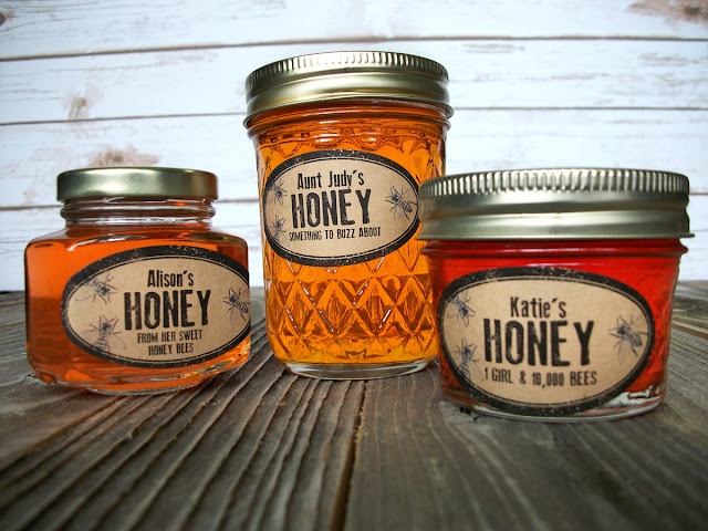 Custom Kraft Rubber Stamp Oval honey jam jar labels