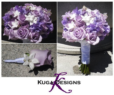 The bridal bouquet was composed of lavender Ocean Song roses lavender sweet