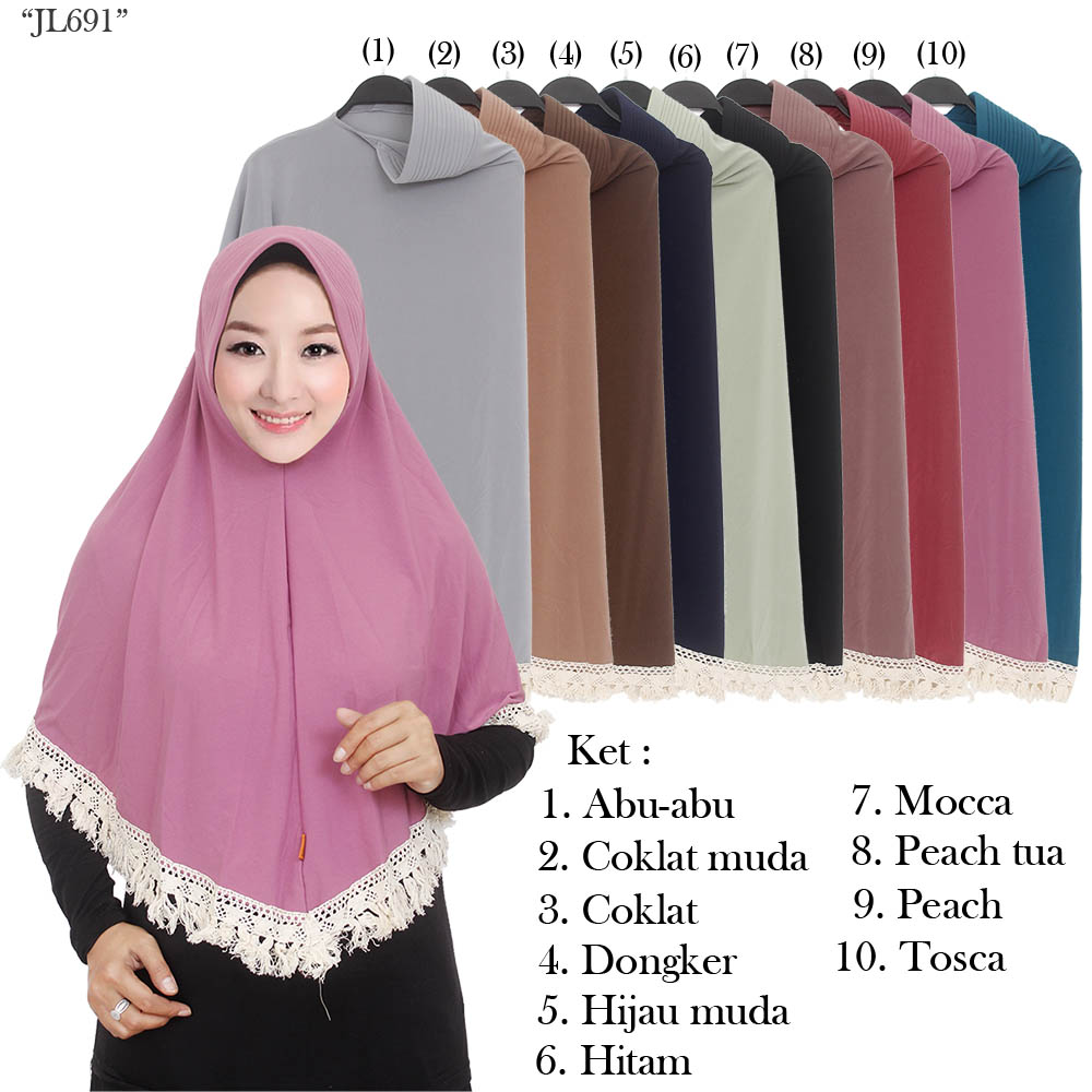 JL691 Jilbab langsung pet khimar instan jersey : Busana Muslim Murah ...