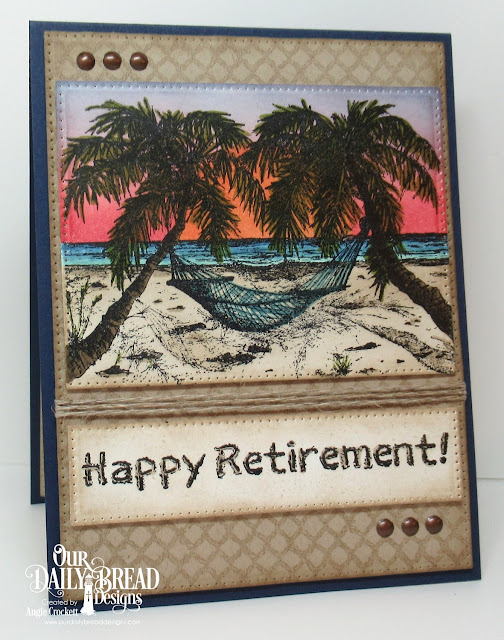 ODBD Happy Retirement, ODBD Rope Background, ODBD Custom Pierced Rectangles Dies, ODBD Custom Pierced Squares Dies, Card Designer Angie Crockett