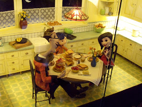 Coraline stop-motion animation puppets and kitchen set