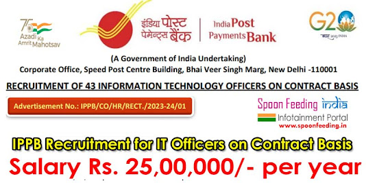 India Post Payments Bank Limited Recruitment: Hiring 43 Information Technology Officers on Contract Basis - Salary ₹25,00,000/- per year