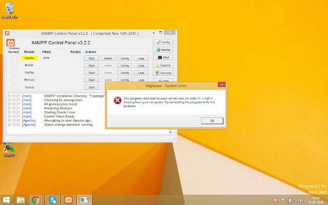 Solved Error The Program Can't start because api-ms-win-crt-runtime-l1-1-0.dll is missing from your computer XAMPP