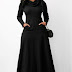 Black Long Sleeve Cowl Neck Maxi Dress - USD $31.88