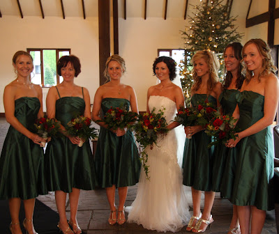 Bridesmaid's Christmas Wedding Bouquet in Red Green